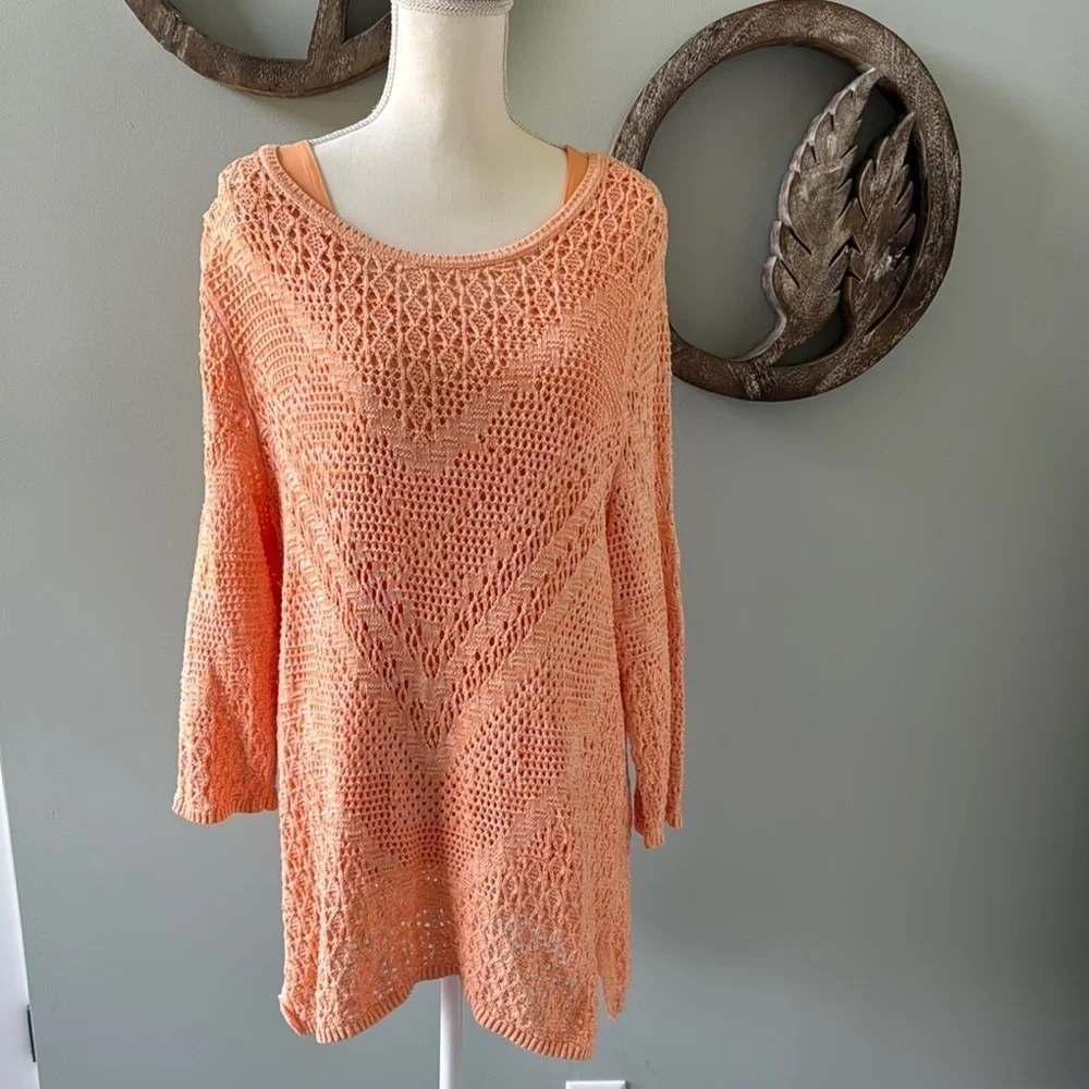 Chico's Orange Knit Sweater with matching tank size 3. 2 piece set
